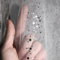 HKM-687763 Irregular Sequin Mesh See-Through Hanfu Fabric - 100% Polyester, White, 155cm Wide, 0.5m Length