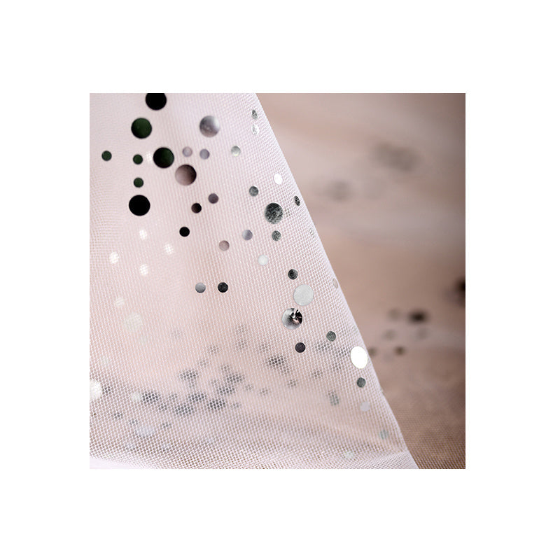HKM-687763 Irregular Sequin Mesh See-Through Hanfu Fabric - 100% Polyester, White, 155cm Wide, 0.5m Length