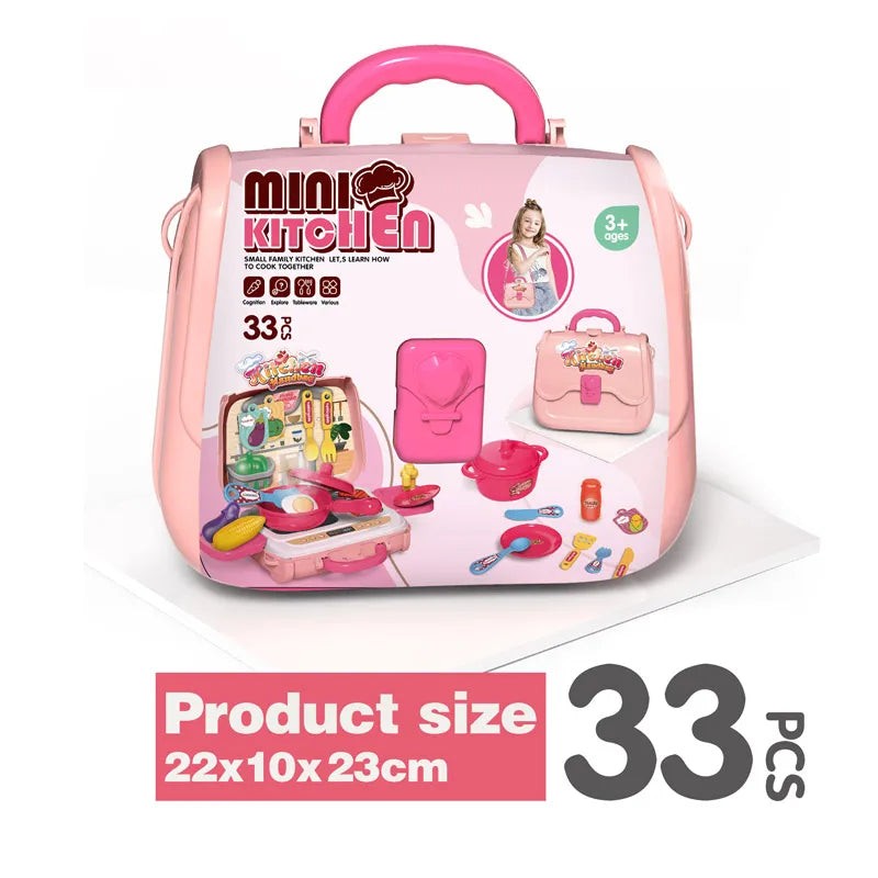 KTX-687763 Kids Pretend Play Kitchen Cook Set - 33 Pieces Playset for Ages 5-7