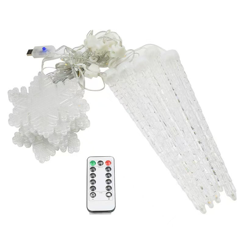 HKM-687891 Christmas Icicle Snowflake Light String - Warm White, Colorful, or White Light with 8 Modes