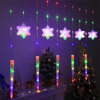 HKM-687891 Christmas Icicle Snowflake Light String - Warm White, Colorful, or White Light with 8 Modes