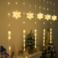 HKM-687891 Christmas Icicle Snowflake Light String - Warm White, Colorful, or White Light with 8 Modes
