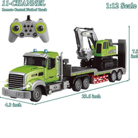 HKM-687891 Dual Control 11CH RC Semi-Trailer Truck & Excavator Toy Set - 1:12 Scale, 2.4GHz, Ready-to-Go