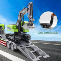 HKM-687891 Dual Control 11CH RC Semi-Trailer Truck & Excavator Toy Set - 1:12 Scale, 2.4GHz, Ready-to-Go