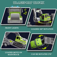 HKM-687891 Dual Control 11CH RC Semi-Trailer Truck & Excavator Toy Set - 1:12 Scale, 2.4GHz, Ready-to-Go