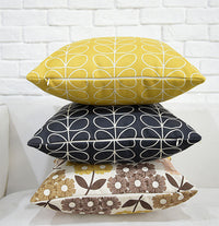 HKM-687891 Square Cotton and Linen Pillow with Vintage Flower and Bird Design, Double-Sided Pattern