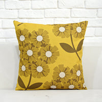 HKM-687891 Square Cotton and Linen Pillow with Vintage Flower and Bird Design, Double-Sided Pattern