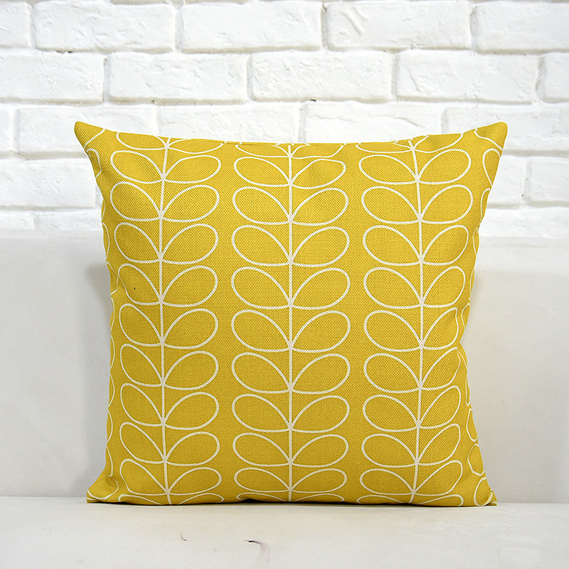 HKM-687891 Square Cotton and Linen Pillow with Vintage Flower and Bird Design, Double-Sided Pattern
