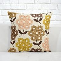 HKM-687891 Square Cotton and Linen Pillow with Vintage Flower and Bird Design, Double-Sided Pattern
