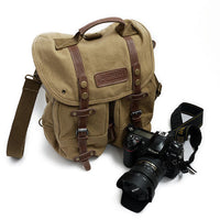 HKM-687955 Casual Brown Canvas SLR Camera Shoulder Bag