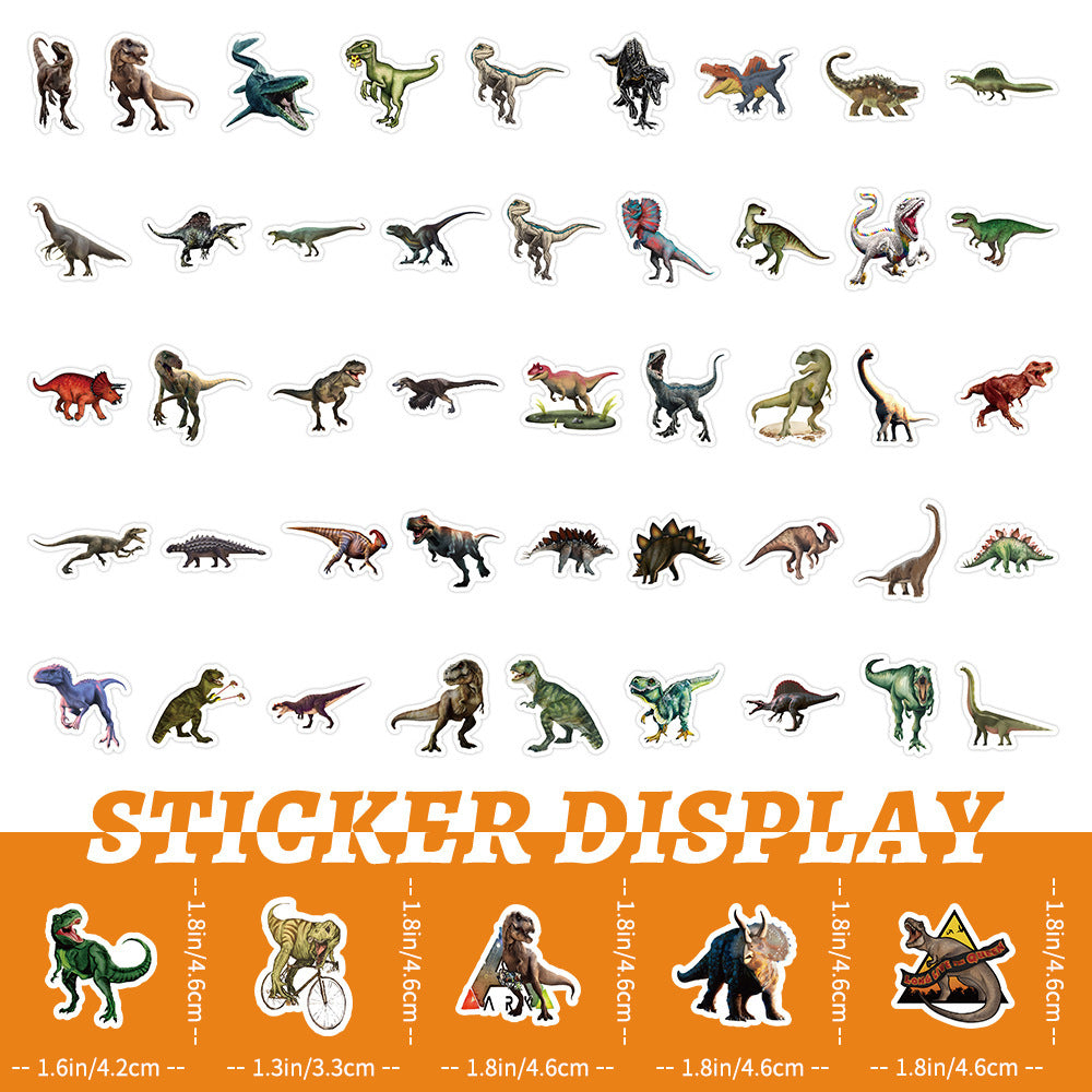 HKM-688019 Cute Waterproof Dinosaur Sticker Set – 100 PVC Adhesive Stickers (2-8cm)