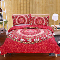 HKM-688083 Bohemian Microfiber Quilt Cover Set with Duvet Cover, Pillow Cases, and Cushion Cover