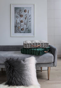 HKM-688147 Velvet Sofa Cushion - Thickened Pillow in Advanced Gray, Dark Green & Gray Blue, 45x45cm