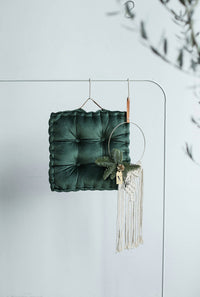 HKM-688147 Velvet Sofa Cushion - Thickened Pillow in Advanced Gray, Dark Green & Gray Blue, 45x45cm