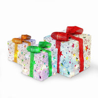 HKM-688211 Set of 3 Christmas Lighted Gift Boxes with 50 LED Lights, Waterproof, Battery Powered, Remote Control, 8 Lighting Modes for Indoor and Outdoor Decor