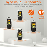 HKM-688275 4 in 1 Outdoor Wireless Speaker with LED Flame Light, IPX5 Waterproof, 2000mAh Battery, Sync with Up to 100 Speakers