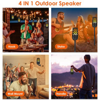 HKM-688275 4 in 1 Outdoor Wireless Speaker with LED Flame Light, IPX5 Waterproof, 2000mAh Battery, Sync with Up to 100 Speakers