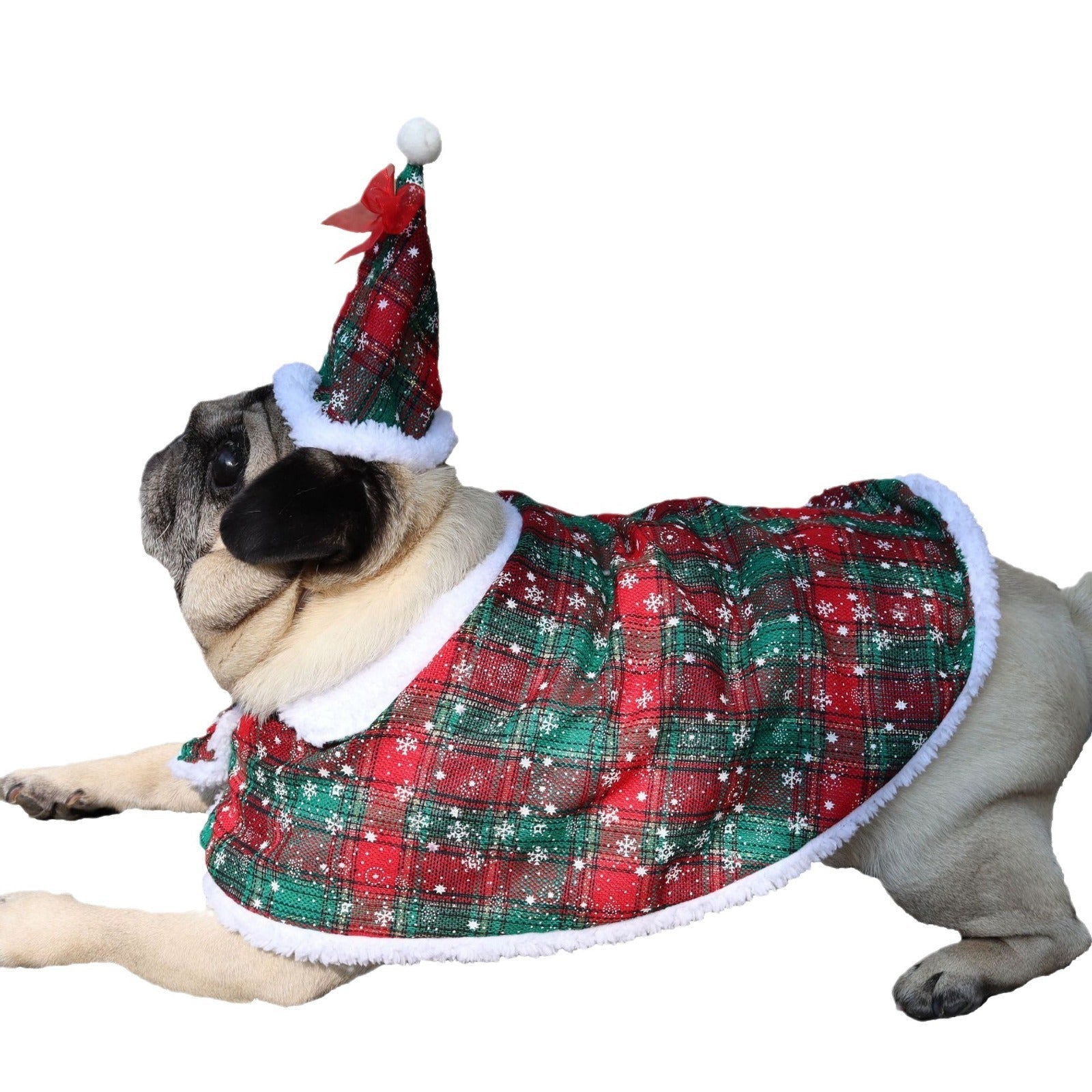 HKM-688531 Snowflake Cloak Dog Cape with Hat - Christmas Pet Clothing for All Sizes