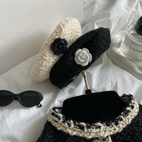 HKM-688595 Knitted Pet Hat for Dogs and Cats - Fashionable and Simple Design, Black and Beige