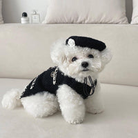 HKM-688595 Knitted Pet Hat for Dogs and Cats - Fashionable and Simple Design, Black and Beige