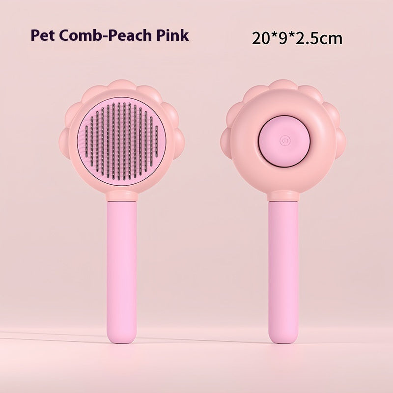 HKM-688851 2-in-1 Self-Cleaning Dog and Cat Brush with Spray Feature for Effortless Grooming and Hair Removal