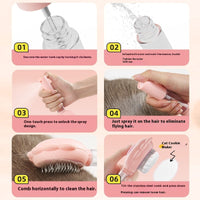 HKM-688851 2-in-1 Self-Cleaning Dog and Cat Brush with Spray Feature for Effortless Grooming and Hair Removal