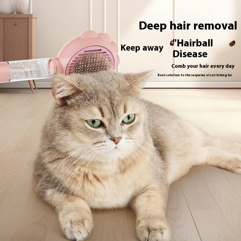 HKM-688851 2-in-1 Self-Cleaning Dog and Cat Brush with Spray Feature for Effortless Grooming and Hair Removal