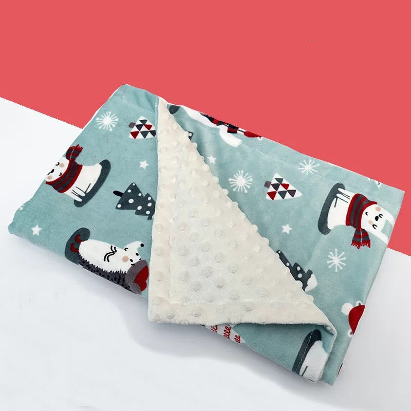 HKM-688851 Flamingo Print Fleece Baby Blanket for Newborns – Soft Flannel and Foam Fleece Stroller Wrap, 75x120cm