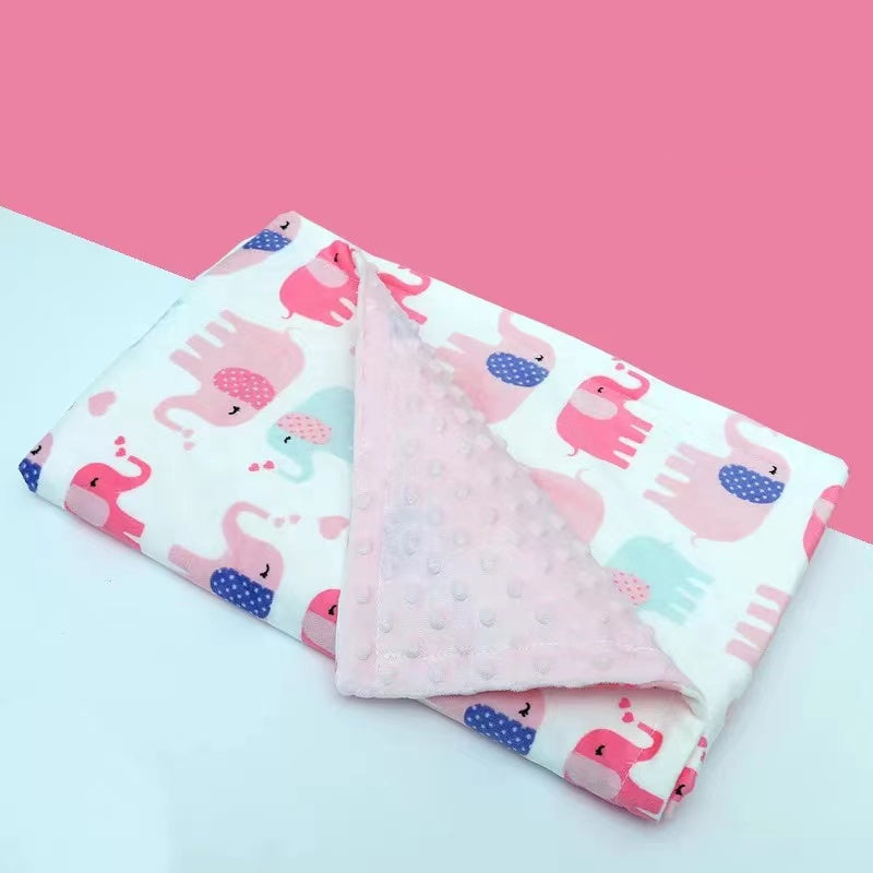 HKM-688851 Flamingo Print Fleece Baby Blanket for Newborns – Soft Flannel and Foam Fleece Stroller Wrap, 75x120cm