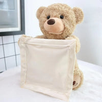 HKM-688915 Electric Musical Peekaboo Bear Plush Toy - Talking and Interactive Stuffed Animal for Kids