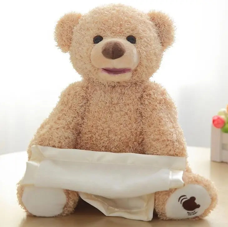 KTX-688915 Electric Musical Peekaboo Bear Plush Toy - Talking and Interactive Stuffed Animal for Kids