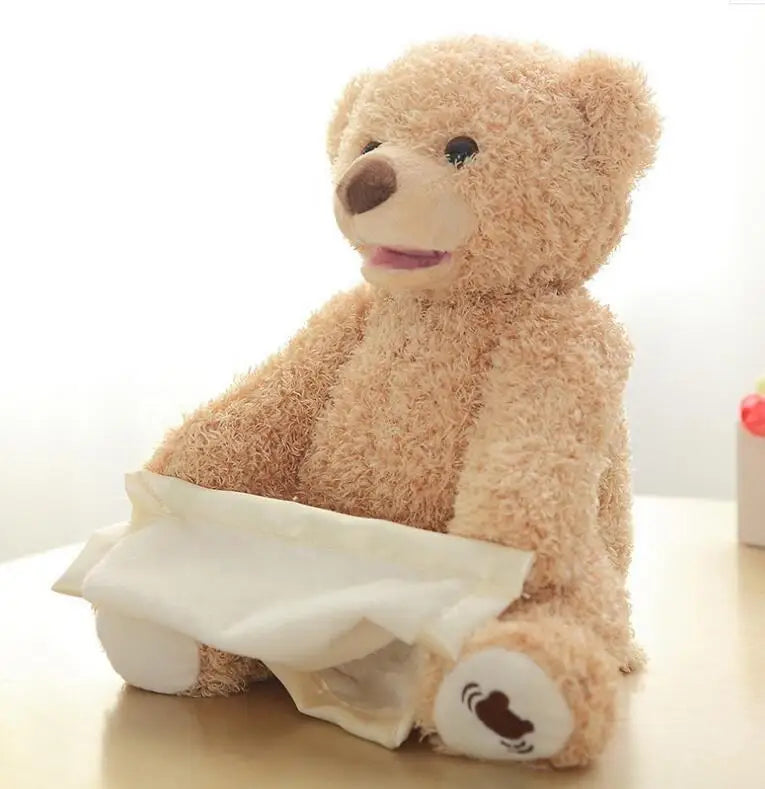 KTX-688915 Electric Musical Peekaboo Bear Plush Toy - Talking and Interactive Stuffed Animal for Kids