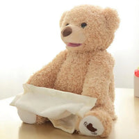 HKM-688915 Electric Musical Peekaboo Bear Plush Toy - Talking and Interactive Stuffed Animal for Kids