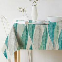 HKM-688915 Norse Style Green Plant Leaf Linen Tablecloth - Multiple Sizes Available