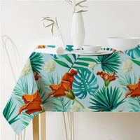 HKM-688915 Norse Style Green Plant Leaf Linen Tablecloth - Multiple Sizes Available