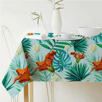 HKM-688915 Norse Style Green Plant Leaf Linen Tablecloth - Multiple Sizes Available