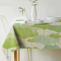 HKM-688915 Norse Style Green Plant Leaf Linen Tablecloth - Multiple Sizes Available