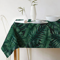 HKM-688915 Norse Style Green Plant Leaf Linen Tablecloth - Multiple Sizes Available