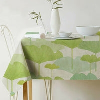 HKM-688915 Norse Style Green Plant Leaf Linen Tablecloth - Multiple Sizes Available