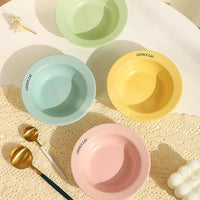 HKM-689107 Cat Ceramic Bowl with High Foot Acrylic Rack in Multiple Colors