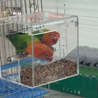 HKM-689171 Acrylic Bird Feeder Box for Small to Large Parrots - Non-Toxic, Lightweight Design