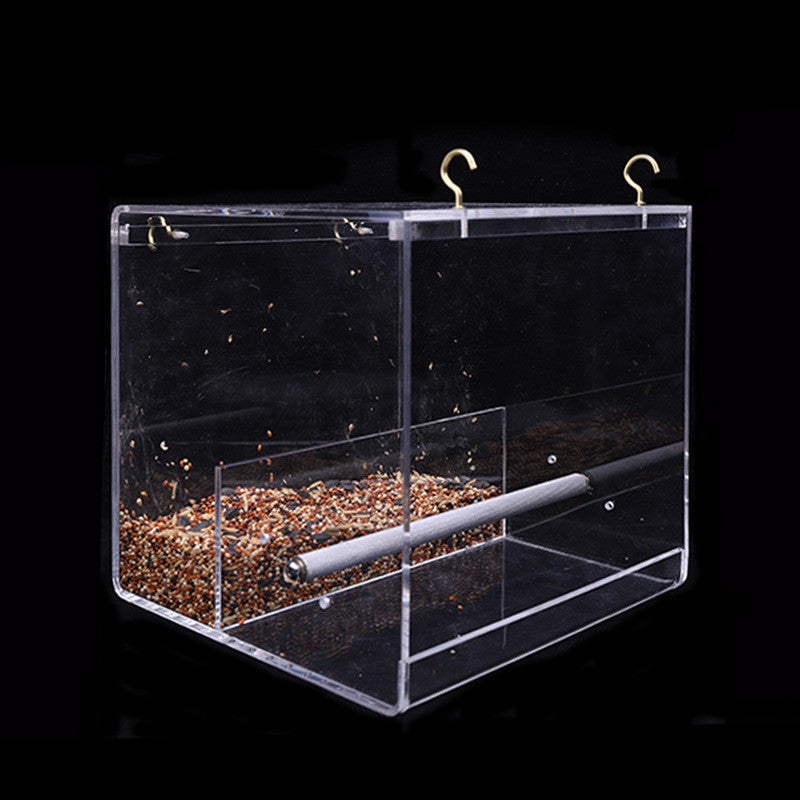 HKM-689171 Acrylic Bird Feeder Box for Small to Large Parrots - Non-Toxic, Lightweight Design