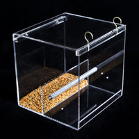 HKM-689171 Acrylic Bird Feeder Box for Small to Large Parrots - Non-Toxic, Lightweight Design