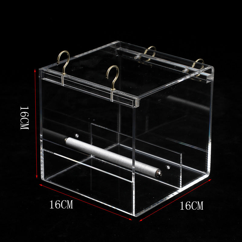 HKM-689171 Acrylic Bird Feeder Box for Small to Large Parrots - Non-Toxic, Lightweight Design