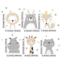 HKM-689171 Cute Animal PVC Wall Stickers for Children's Room Decoration - 6 Pieces, 10x10CM