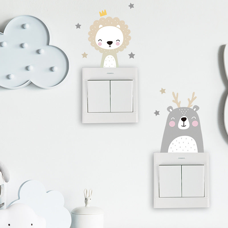 HKM-689171 Cute Animal PVC Wall Stickers for Children's Room Decoration - 6 Pieces, 10x10CM