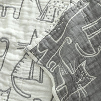 HKM-689235 Cotton Gauze Pillow Cases with Cartoon Cat Design in Various Colors and Sets