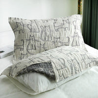 HKM-689235 Cotton Gauze Pillow Cases with Cartoon Cat Design in Various Colors and Sets