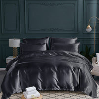 HKM-689235 Satin Three-Piece Quilt Cover and Pillowcase Set in Solid Colors