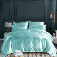 HKM-689235 Satin Three-Piece Quilt Cover and Pillowcase Set in Solid Colors
